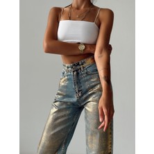 Varaklı Palazzo Kot Pantolon Jeans