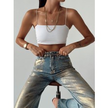 Varaklı Palazzo Kot Pantolon Jeans
