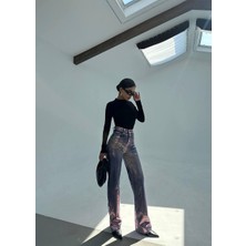 Varaklı Palazzo Kot Pantolon Jeans