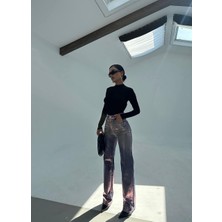 Varaklı Palazzo Kot Pantolon Jeans