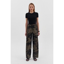 Gold/silver Zebra Desenli Pantolon