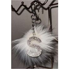 Arabasına Aşıklar Kulübü Beyaz Tüylü S Harfi Anahtarlık