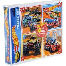 Hot Wheels Hw 183 Parçalı 4 Farklı Puzzle Birlikte 4in1 Box Çocuk Pazıl