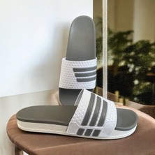 Kaymaz Plaj Günlük Spor Gri Çizgili Erkek Terlik