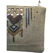 Vertiginoso Boncuk Işlemeli Kadın Portföy Clutch El Çantası