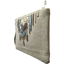 Vertiginoso Boncuk Işlemeli Kadın Portföy Clutch El Çantası