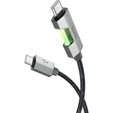 Hoco U123 Regent 60W LED Işıklı Type-C To Type-C Hızlı Şarj Veri Kablosu