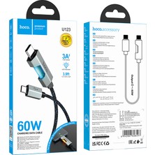 Hoco U123 Regent 60W LED Işıklı Type-C To Type-C Hızlı Şarj Veri Kablosu