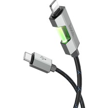 Hoco U123 Regent 27W Pd LED Işıklı Lightning To Type-C Hızlı Şarj Veri Kablosu