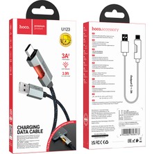 Hoco U123 Regent LED Işıklı Type-C To USB Hızlı Şarj Veri Kablosu