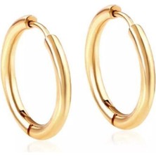 Takıconcept Altın Renkli Orta Boy Çelik Halka Küpe 14 mm