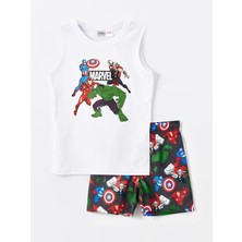 Bisiklet Yaka Hulk Baskılı Erkek Çocuk Atlet ve Deniz Şortu