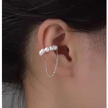 Takıconcept İncili Sallantılı Ear Cuff Kıkırdak Küpe, Kadın Küpe, Deliksiz Kıkırdak Küpe