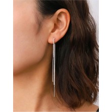 Takıconcept Taşlı Sallantılı Gümüş Kaplama Küpe, Kadın Küpe, Taşlı Küpe