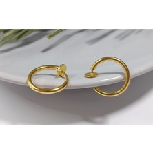 Takıconcept Çelik Gold Renk Yaylı Sıkıştırmalı Halka Küpe, Kararma Yapmaz, 2 Li Set, 12 mm