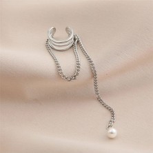Takıconcept İnci Detaylı Deliksiz Kıkırdak Küpe, Ear Cuff Kadın Küpe