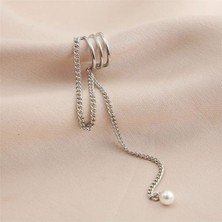 Takıconcept İnci Detaylı Deliksiz Kıkırdak Küpe, Ear Cuff Kadın Küpe