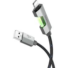 Hoco U123 Regent LED Işıklı Lightning To USB Hızlı Şarj Veri Kablosu