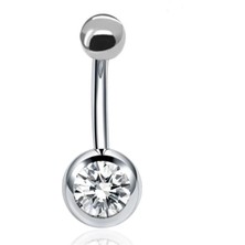 Takıconcept Gümüş Renk Taşlı Cerrahi Çelik Göbek Piercingi