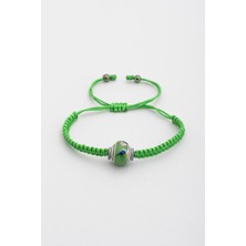 So CHIC Murano Taşlı 18 Ayar Beyaz Altın Kaplama Ayarlanabilir Ipli Gümüş Bileklik