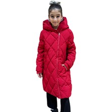 Benitto Kids Kız Çocuk Uzun Kol Kırmızı Kapüşonlu Kaban 51329 Şişme Modeli ile Konforlu Kullanım