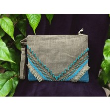 Vertiginoso Boncuk Işlemeli Kadın Portföy Clutch El Çantası