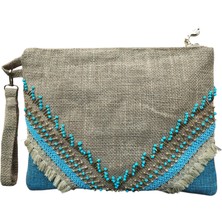 Vertiginoso Boncuk Işlemeli Kadın Portföy Clutch El Çantası