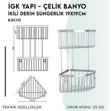 Çelik Banyo Igk Yapı - İkili Derin Süngerlik 19X19 cm (25-321)