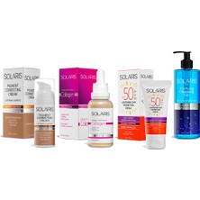 Solaris Bakım Kremi 50 ml ve Collagen Serum 30 ml ve Güneş Krem 50 ml ve Yüz Temizleme Jeli 400 ml