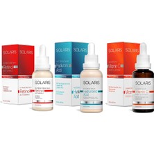 Solaris Retinol Cilt Serumu 30 ml ve Hyaluronic Acid Cilt Serumu 30 ml ve C Vitamin Cilt Serumu 30 ml