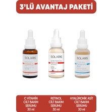 Solaris Retinol Cilt Serumu 30 ml ve Hyaluronic Acid Cilt Serumu 30 ml ve C Vitamin Cilt Serumu 30 ml