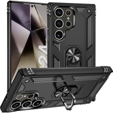 Samsung Galaxy S24 Ultra Kılıf Magnetik Stand Olabilen Kamera Korumalı Kapak - Siyah
