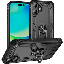 Apple iPhone 16 Kılıf Magnetik Stand Olabilen Kamera Korumalı Kapak - Siyah