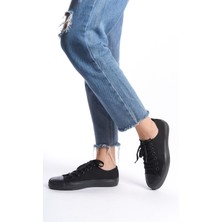 Eformoda Siyah Kadın Kısa Keten Spor Ayakkabı Günlük Sneakers Cnv7