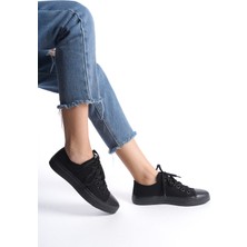 Eformoda Siyah Kadın Kısa Keten Spor Ayakkabı Günlük Sneakers Cnv7