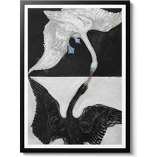 Taranist Kağıt Poster Hilma Klint Swan Kuğu Siyah Beyaz Soyut