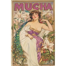 Taranist Kağıt Poster Çerçevesiz Alfonso Mucha Poster Çiçekli Kadın