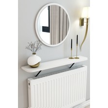 Talaş Tozum Beyaz Petek Üstü Tak Çıkar, Uçan Raf & Dresuar Duvar Montajsız Oval Kesim 80  cm