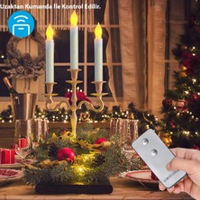 Etabel  Dekoratif Titreyen LED Mum 12 Adet Alevsiz Uzaktan Kumandalı Konik Şekilli