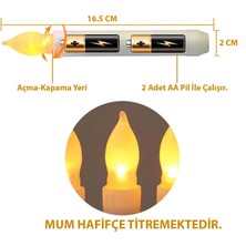 Etabel  Dekoratif Titreyen LED Mum 12 Adet Alevsiz Uzaktan Kumandalı Konik Şekilli
