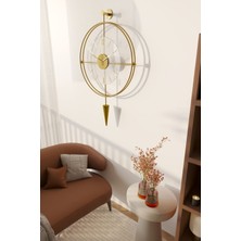 MetaQuartz Aksesuar(Büyük Boy - 50*90 cm)- Şeffaf Camlı Laclock Konik Serisi Gold - Modern Dekoratif Metal Duvar Saati
