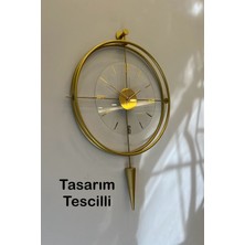 MetaQuartz Aksesuar(Büyük Boy - 50*90 cm)- Şeffaf Camlı Laclock Konik Serisi Gold - Modern Dekoratif Metal Duvar Saati