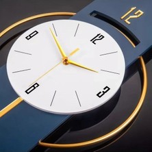 MetaQuartz AksesuarLacivert Milano-Led Yok (Sarkaç Otomatik Değil )- Time Modern Dekoratif Metal Camlı Duvar Saati