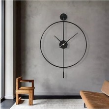 MetaQuartz Aksesuar(Xxl-60*80 cm )Siyah Tiktok - Siyah 35 Akrep Yelkovan , Modern Sarkaçlı Metal Duvar Saati