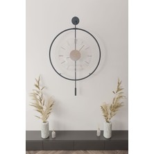 MetaQuartz Aksesuar(Büyük Boy - 50*75 cm)  - Antrasit Luxry Şefaf Cam Metal Dekoratif Camlı Lüx Duvar Saati