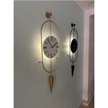 Gold Ledli Serenity Pendulum Duvar Saati , Modern Dekoratif Metal Camlı Duvar Saati