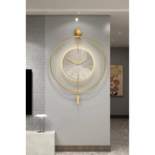 MetaQuartz Aksesuar(XXL-60*80 cm) Timelles Kristal  - Ledli - Modern Dekoratif Metal Duvar Saati