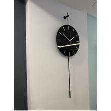 Gravity Siyah Camli - ( LED Yok )- Modern Dekoratif Metal Camlı Duvar Saati