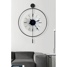 MetaQuartz Aksesuar(Büyük Boy - 50*75 cm) - Siyah Luxry Şefaf Cam , Modern Dekoratif Metal Cam Duvar Saati
