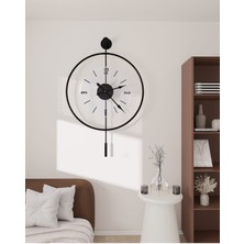 MetaQuartz Aksesuar(Büyük Boy - 50*75 cm) - Siyah Luxry Şefaf Cam , Modern Dekoratif Metal Cam Duvar Saati